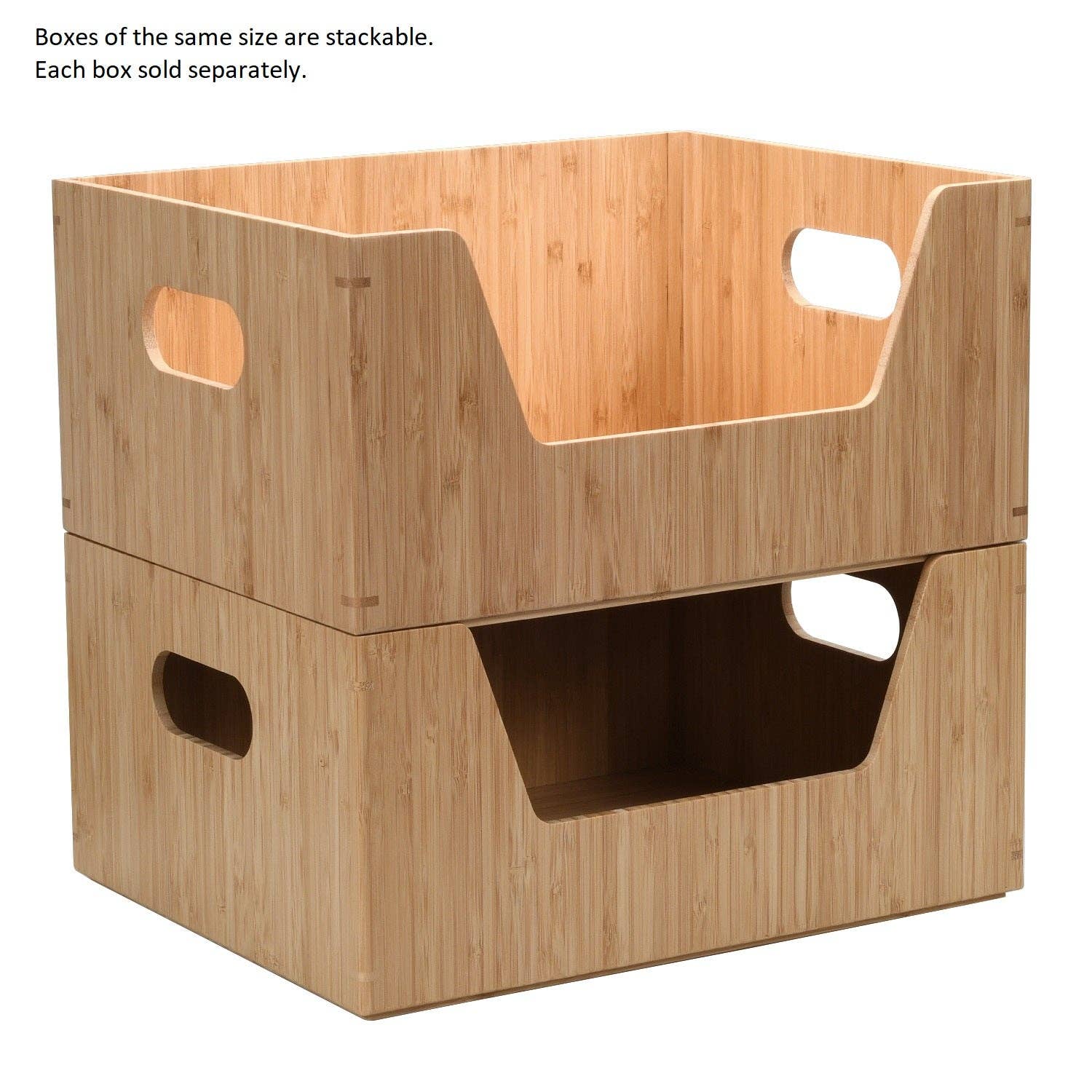 MobileVision - Wholesale Storage Bin - Bamboo Large Open Front Storage Box, 14 x 11 x 6.54