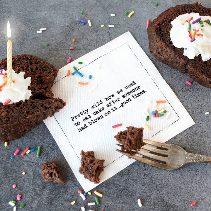 Five Star Napkins Inc. - Wholesale Disposable Napkin - Birthday Quotes - White Cotton Cocktail Napkins 50x2