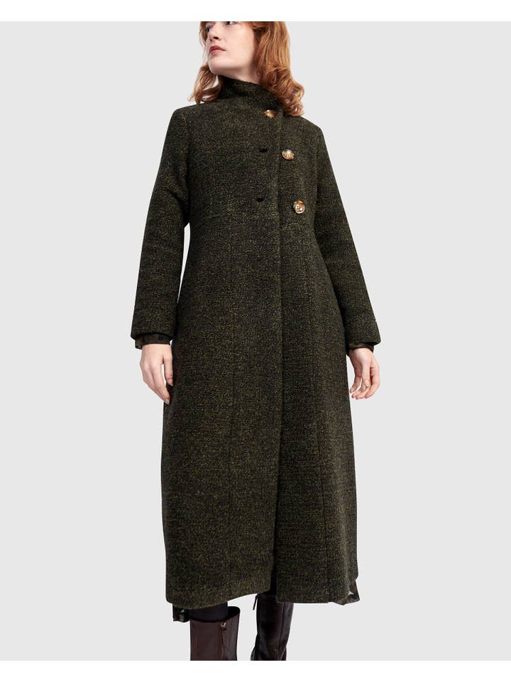 Urban Tash Long Coat, Khaki for wholesale on Faire5