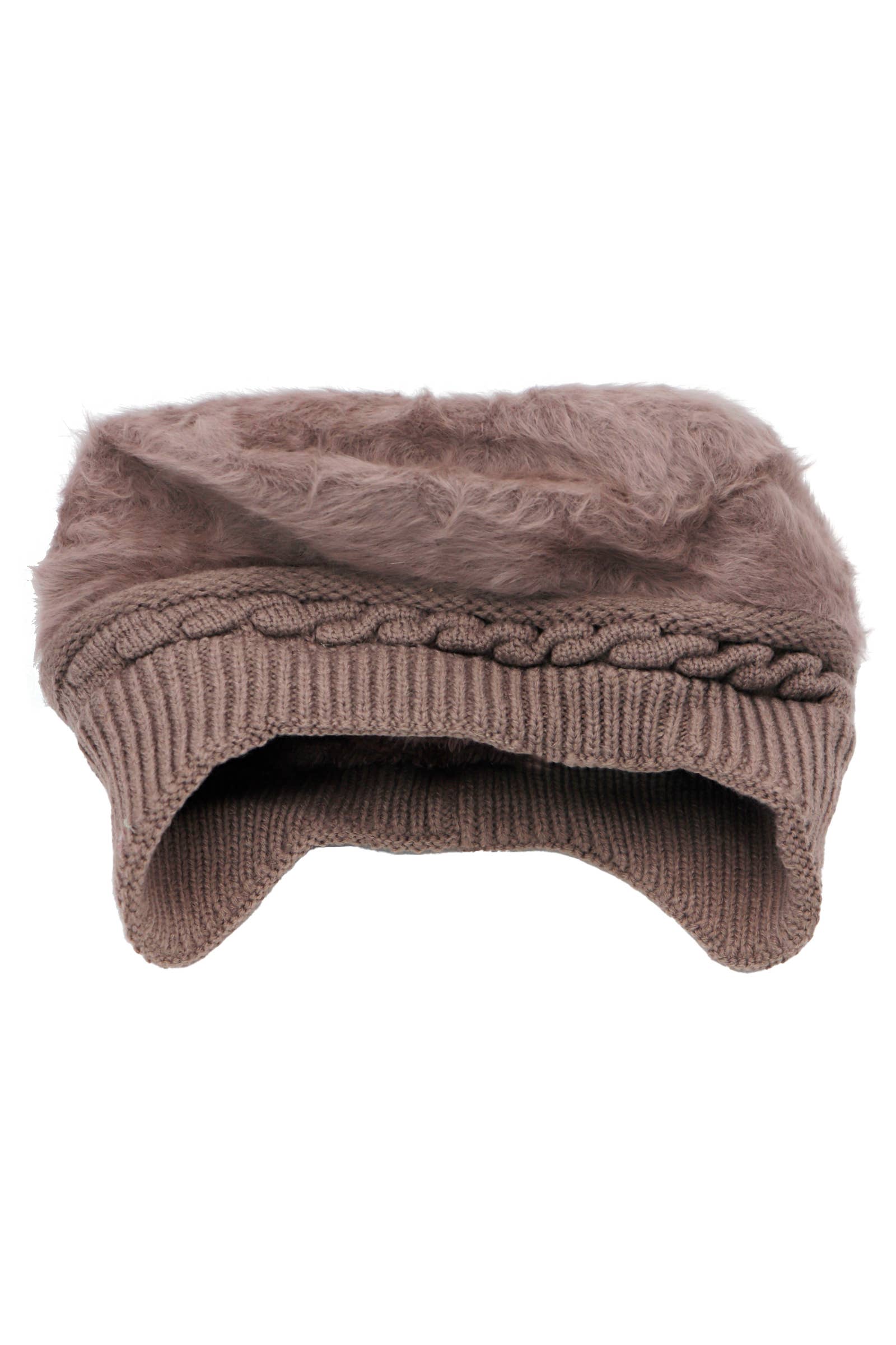 Cap Zone – wholesale Newsboy/Schoolboy Hat - Dam – Vegan Angora pälskabel stickad öronklaffmössa9