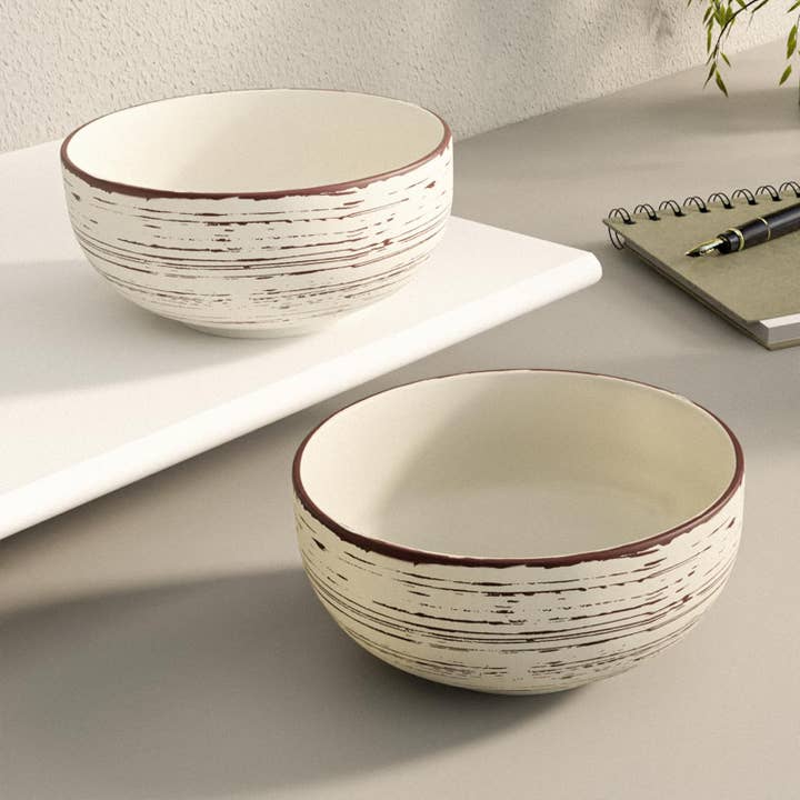 Set di ciotole in ceramica a spirale marrone da 500ML - Lavabile in lavastoviglie per la vendita all'ingrosso da parte di GoGlocal