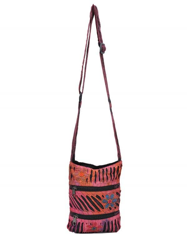 The Collection Royal / Royal Handicrafts – Großhandel Umhängetasche - Damen – Mini-Hobo-Tasche im böhmischen Hippie-Boho-Stil mit Reißverschluss und Blumenmuster5