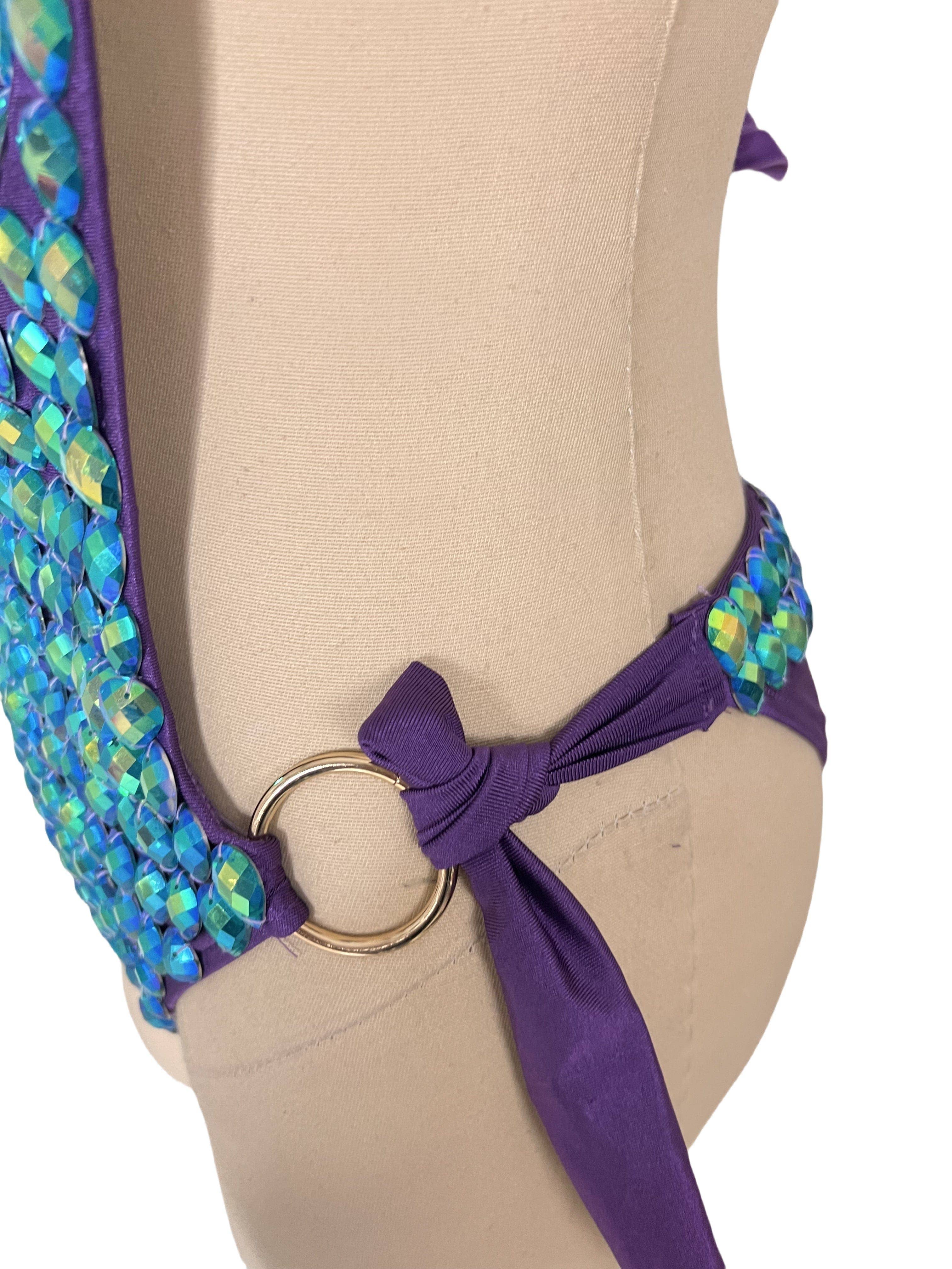 Peacock Royal Blue Green Crystal One Piece Bodysuit for wholesale on Faire4