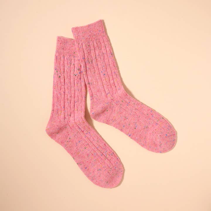 Lilla Haven - Wholesale Socks - Women's - Mélange Wool Blend Cable Knitted Calf Socks1