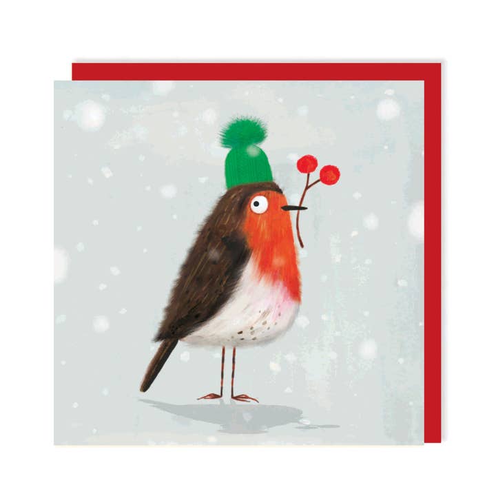 Christmas Robin Christmas Card | Cute Robin Christmas Card for wholesale by Charley Rabbit Cards