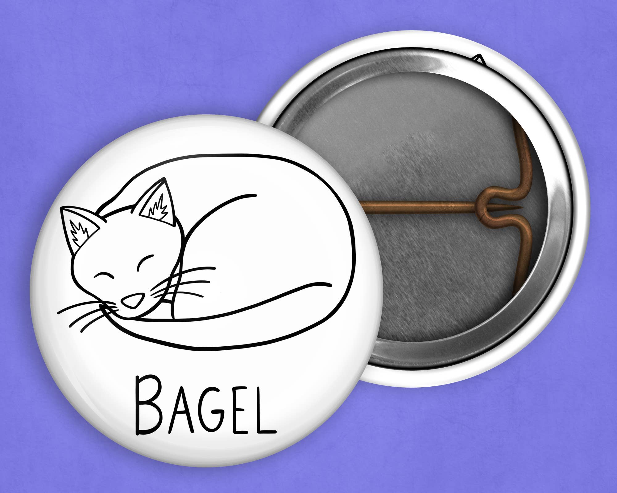 Caroline W Illustration - Wholesale Lapel Pin/Button - Cat bread pin set of 4 (1 inch diameter)5