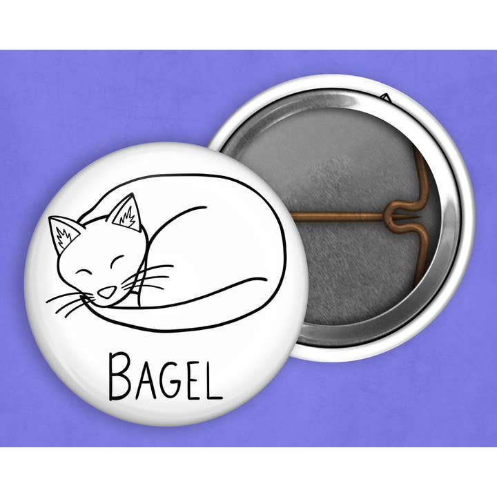 Caroline W Illustration - Wholesale Lapel Pin/Button - Cat bread pin set of 4 (1 inch diameter)5