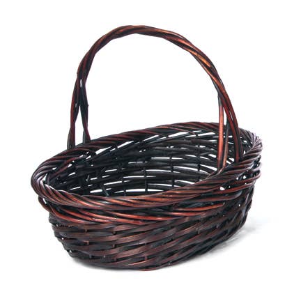 Oval Stained Willow Over Handle Basket 16L for wholesale by Willow Group