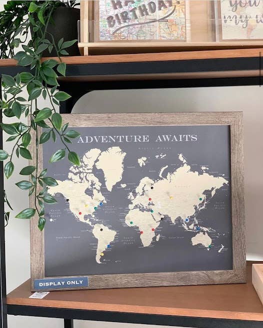 An Adventure Awaits, LLC - Wholesale Map - 11x14 Framed World Push Pin Map - Charcoal Grey6