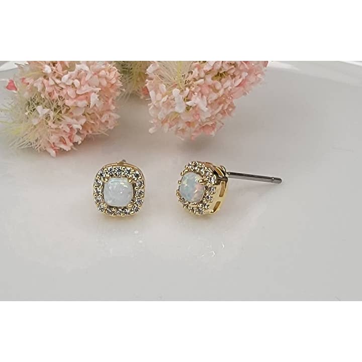 BETTYOH INC - Wholesale Stud/Post Earrings - LAB GROWN OPAL STUD EARRINGS.2