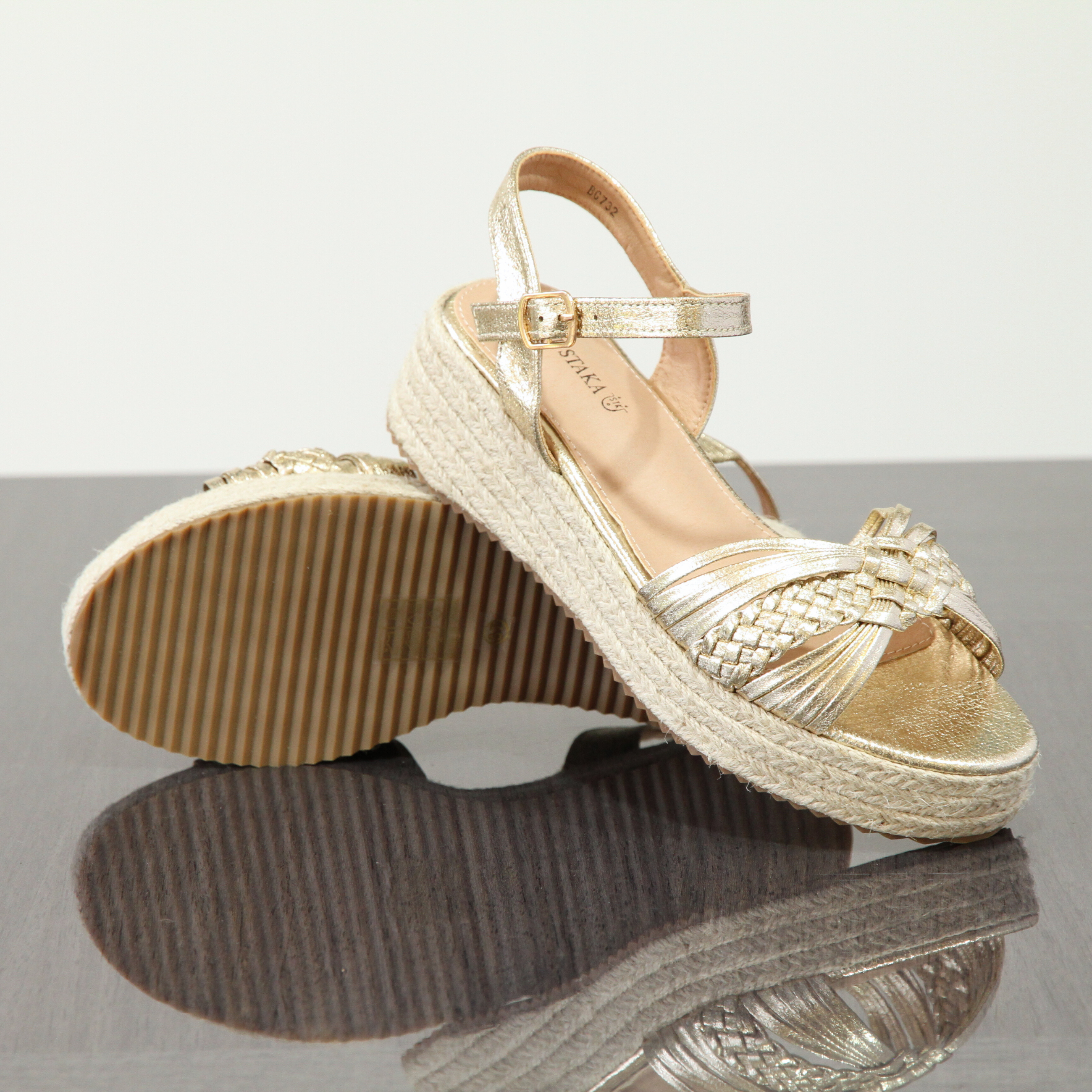 Top Staka - Wholesale Wedges - Women's - BG-732 Women's Braided Wedge Sandals - Espadrille Platform1