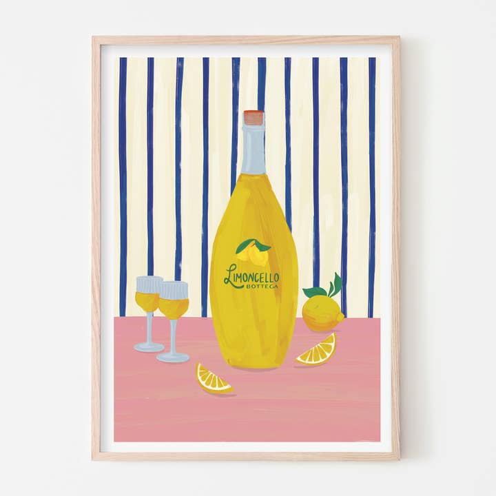 Limoncello Kunsttryk | Cocktailbar Plakat | Italienske Drikkevarer for engroshandel hos Vero Illustrates Art Prints and Greeting Cards