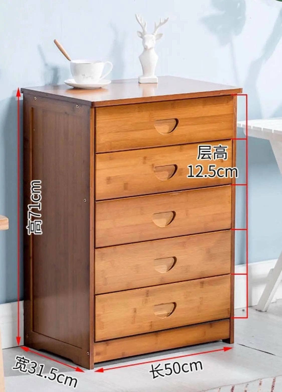 everythingbamboo - Vente Armoire - Commode moderne en bambou massif avec tiroirs pour chambre, choix élégant de rangement3