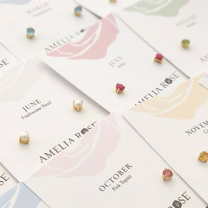 Amelia Rose Jewelry - Wholesale Stud/Post Earrings - Birthstone Earring-February Amethyst