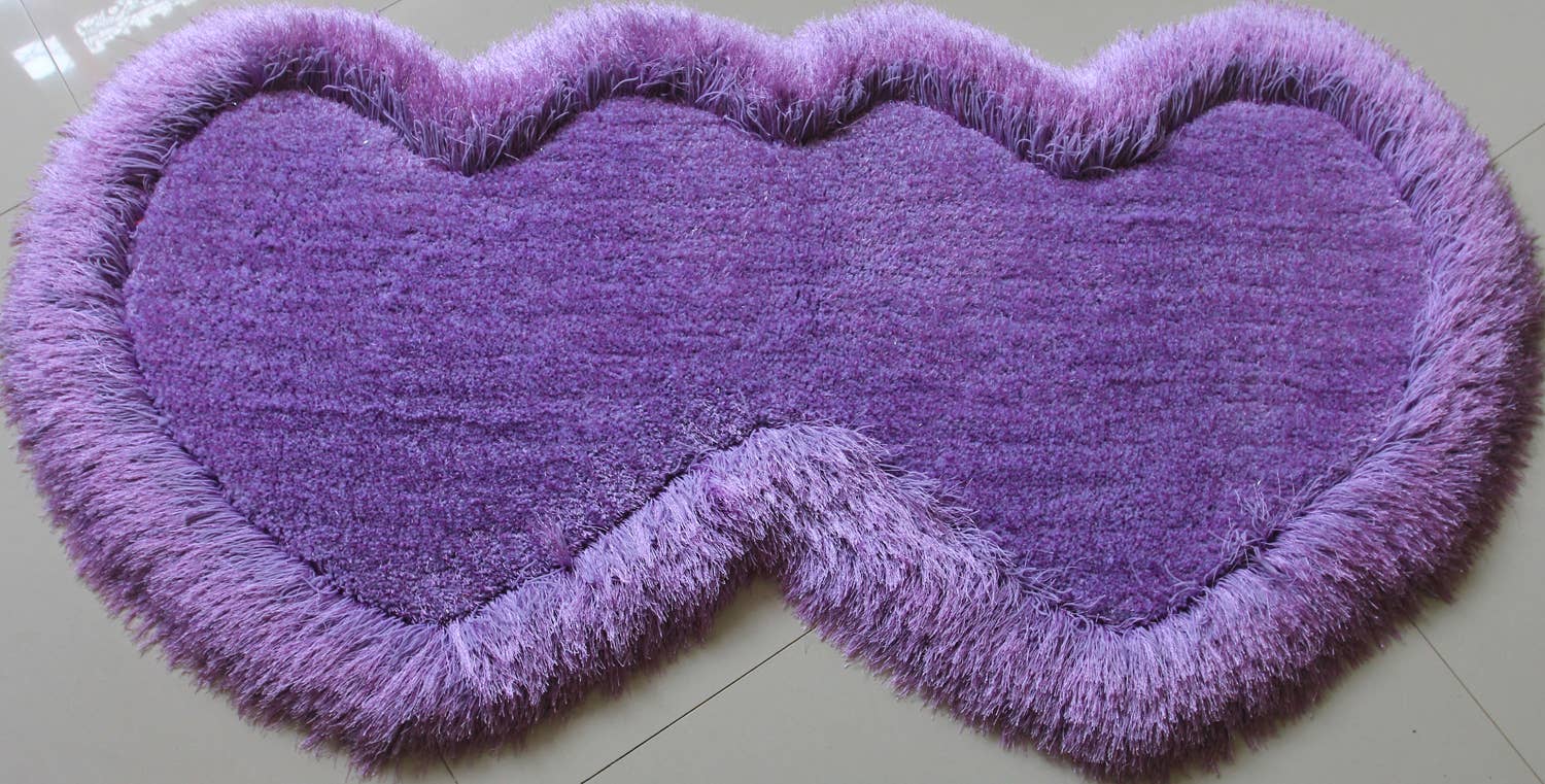 Amazing Rugs - Wholesale Area Rug - Double Heart Shape Hand Tufted 4-inch Thick Shag Area Rug3