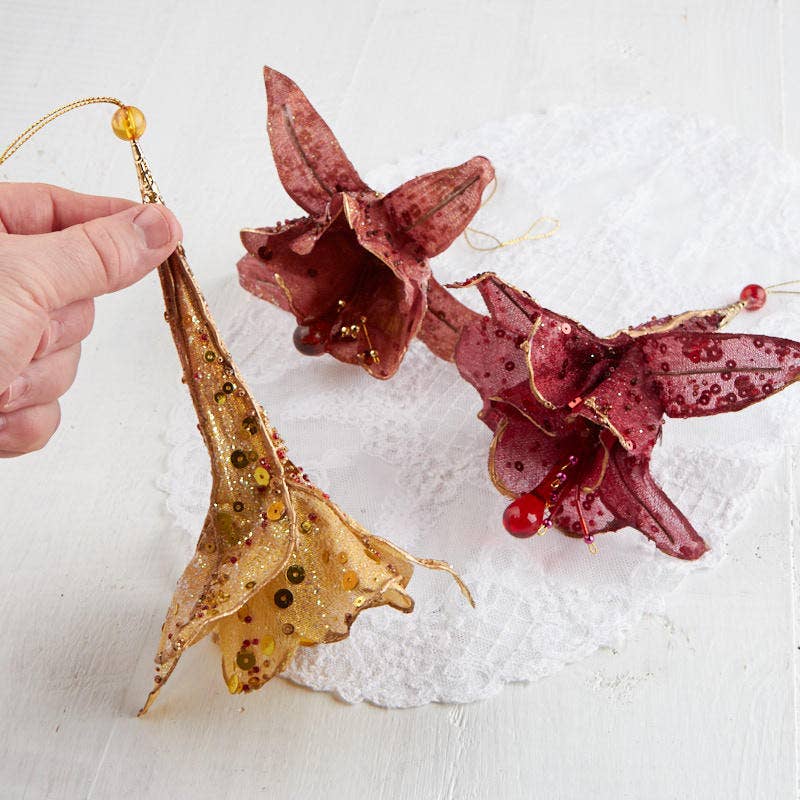 Factory Direct Craft - Wholesale Ornament Set - Sequined Amaryllis Christmas Ornament2