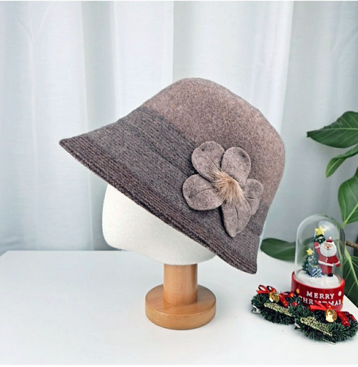 Comfortarians – wholesale Bucket hat – Women's – Women's Winter Adjustable Bucket Hat Wool Color block FW5