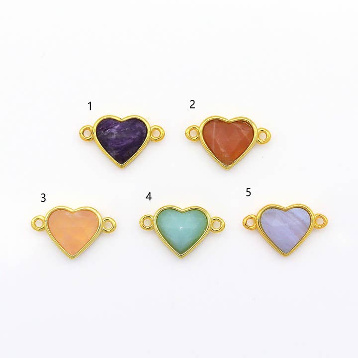Gold Gemstone Heart Connector, Sku#LY16 for wholesale by BestBeads&Beyond