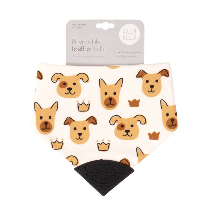 Reversible Teether Bib - Puppies for wholesale by All4Ella