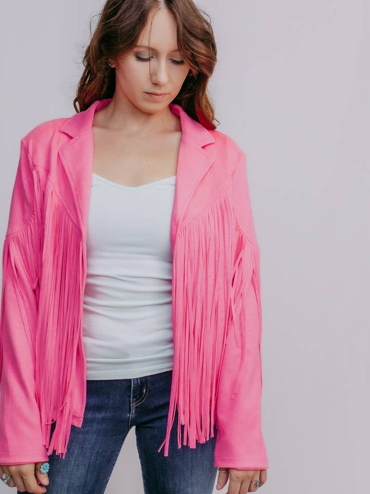 MK208 Deluxe Fringe Vegan Mockajacka - ingen strass för wholesale av Merigold Kiss