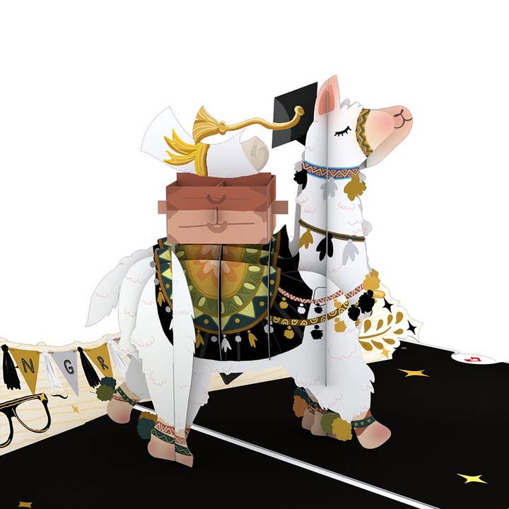 Graduation Llama 5''x7'' Card, Back To School, Books for wholesale by Lovepop Cards