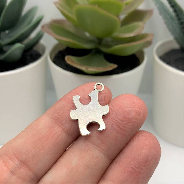 Guerrilla Charm - Wholesale Individual Charm/Pendant - Silver Autism Awareness Puzzle Piece Charms, 22x14mm1