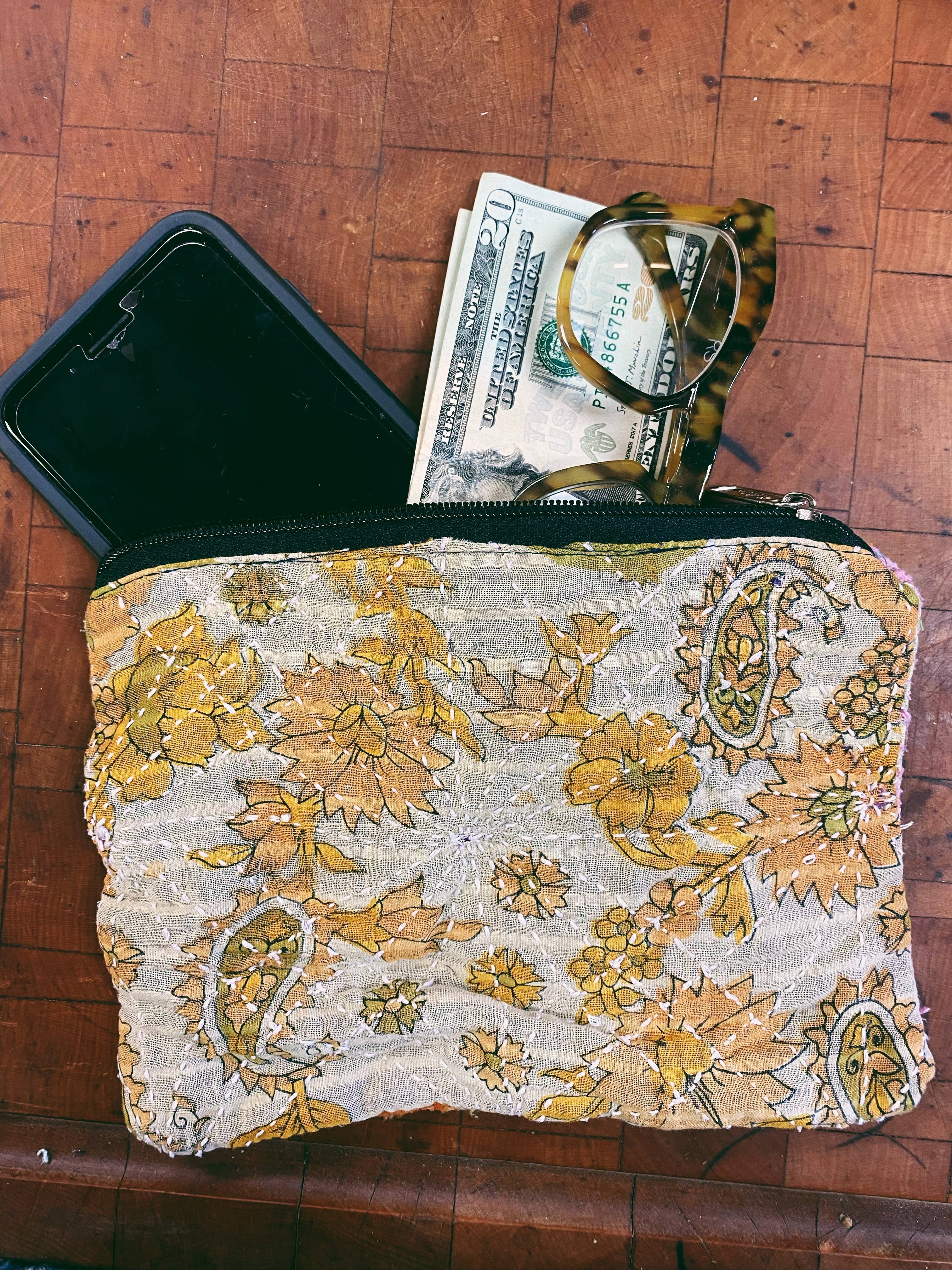 Seeds - Vente Pochette – femme - Trousse zippée en coton 100 % recyclé de saris4