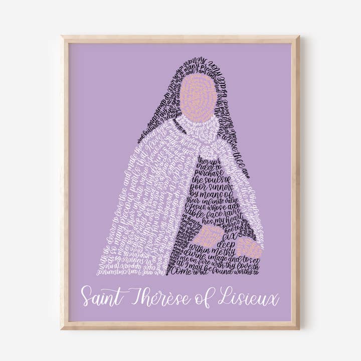 Saint Thérèse of Lisieux - Catholic Calligraphy Art for wholesale by Abiding Light Designs