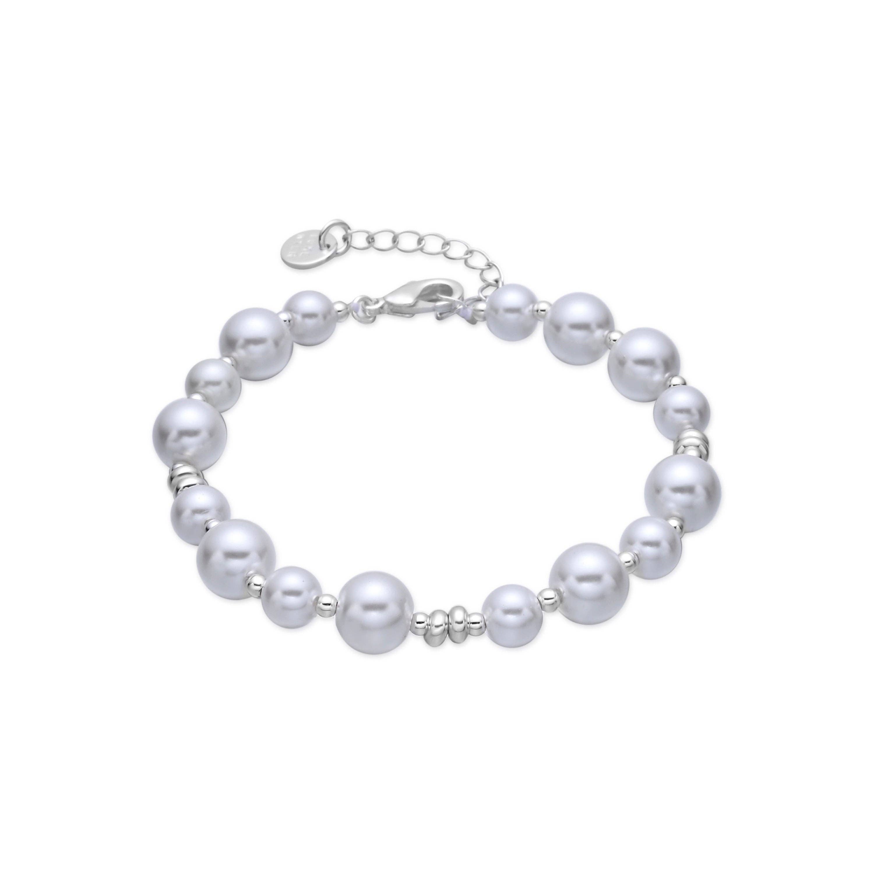 Luxenter - Wholesale Beaded Bracelet - Pulsera Luxenter de Perla Blanca acabado en rodio - Akio0