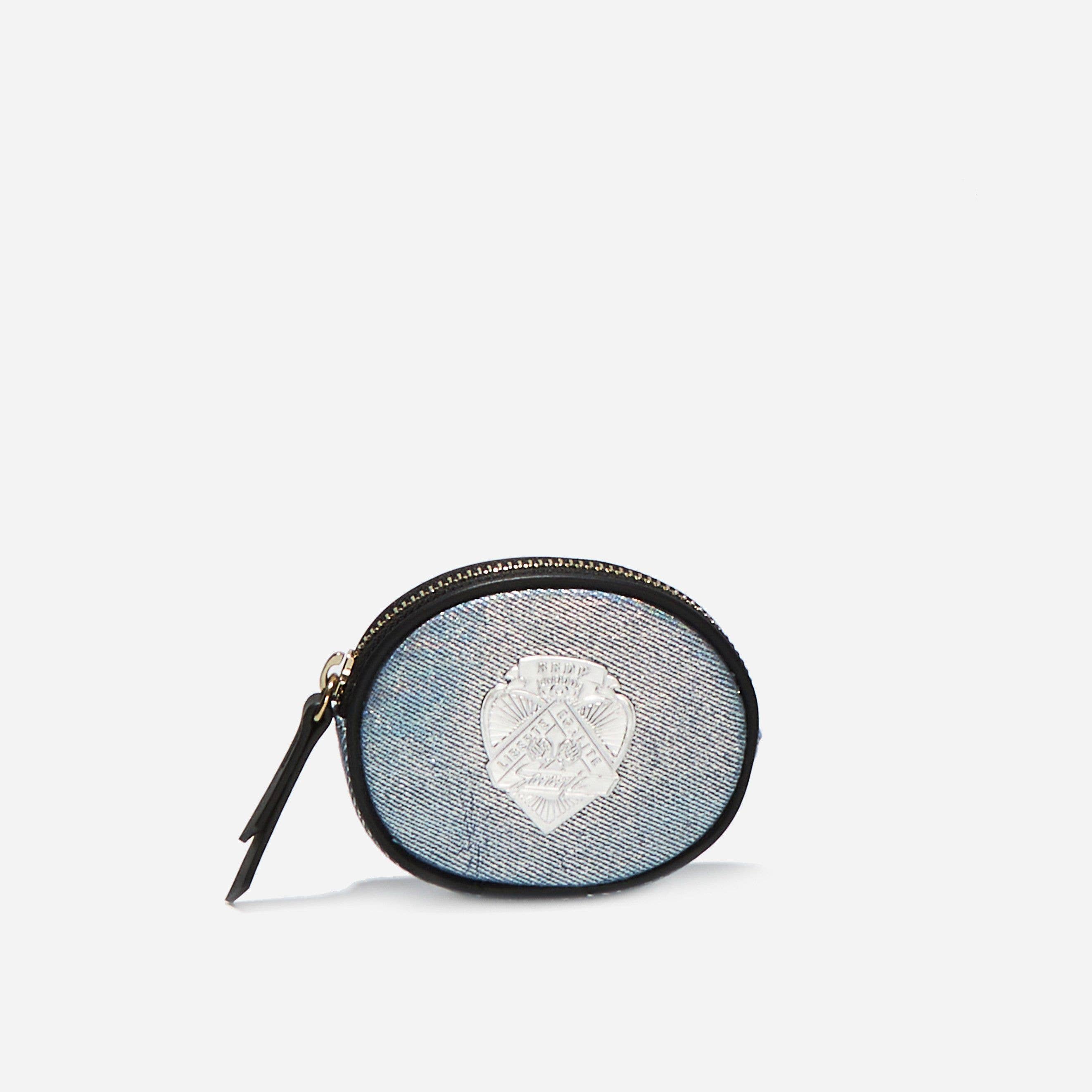 DENIM PLATEADO Monedero redondo de mezclilla plateada sororita de venta al por mayor en Faire
