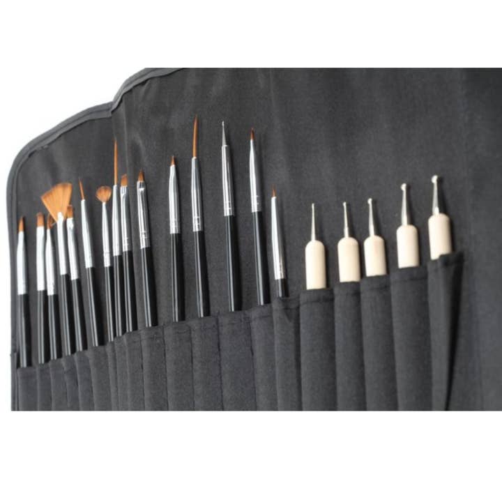 Cuccio - Wholesale Nailcare Set - 1/2 OFF! 20 pc. ASSORTED NAIL BRUSH with CASE, Brush Kit Set