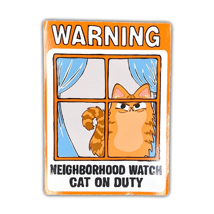 Neighborhood Watch Cat Window Cling - Orange Tabby Fluffy Judgy for wholesale by BluVelvetArt