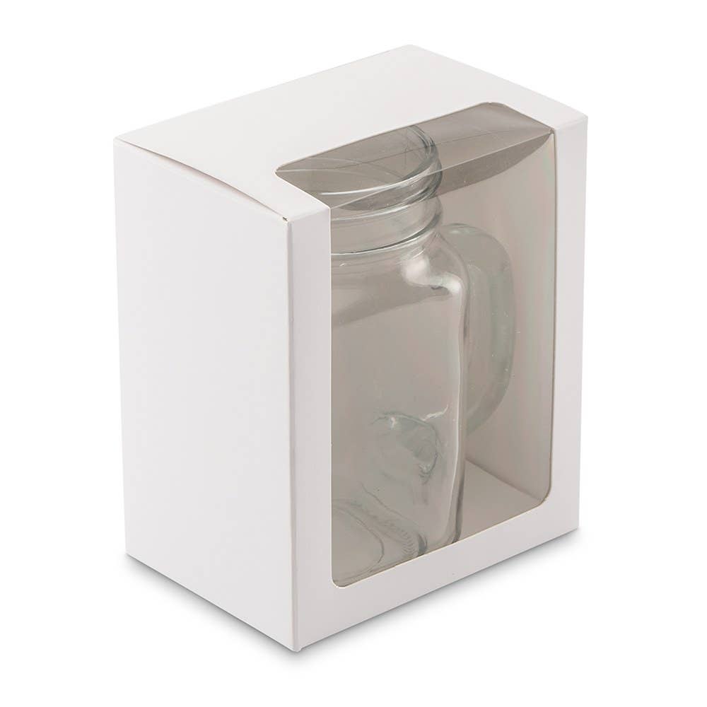 Weddingstar Inc. - Wholesale Gift Box - 12 Oz Mason Jar Drinking Glass Gift Box-Clear Window- White1