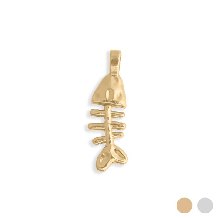 18K Gold PVD Stainless Steel Fish Bone Charm for wholesale by Sunflower Soul Boutique