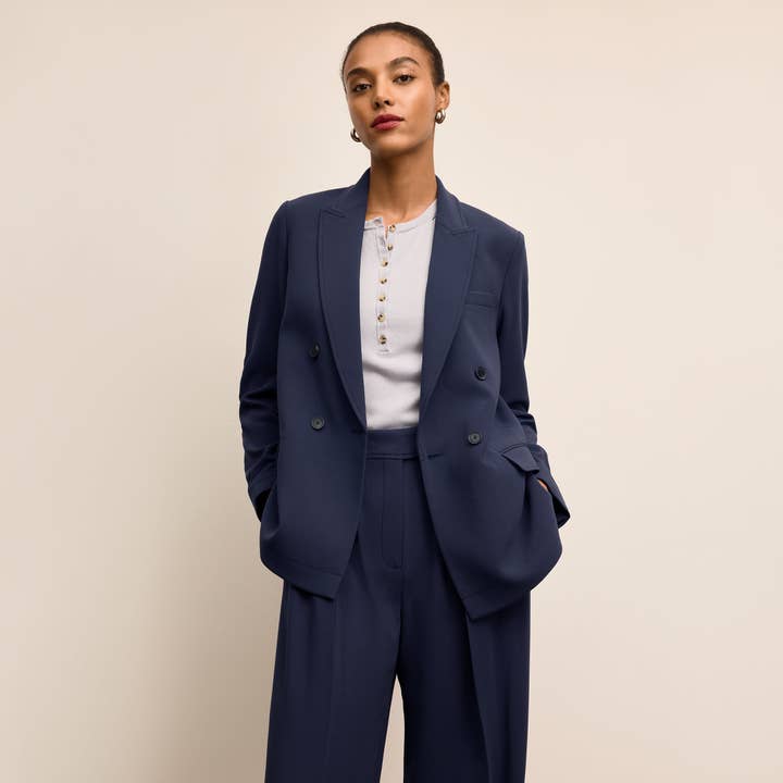 O'Hara Boyfriend Blazer - Everyday Crepe with Topstitch :: Oxford for wholesale by M.M.LaFleur