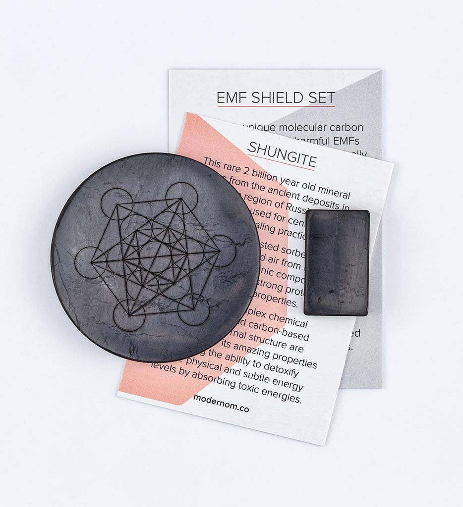 Modern ŌM – Großhandel Spiritueller Stein/Kristall – Shungit Metatron EMF-Schutz Set4