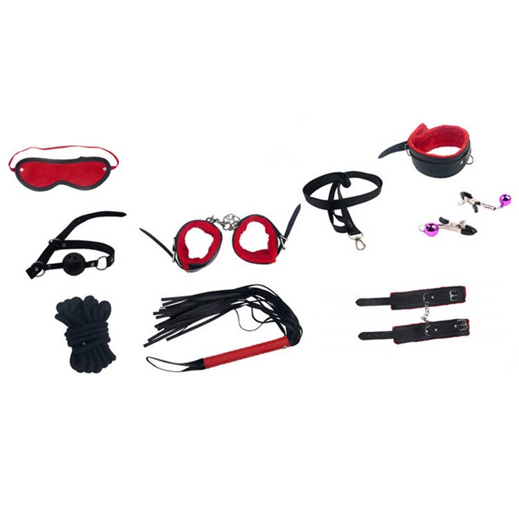 Tourtiwi - Wholesale Sex Toy - 8-piece set clip whip leather plush sexy toys6