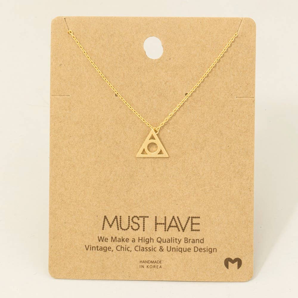 OURO Colar com Pendente de Círculo e Triângulo para venda a revendedores na Faire1