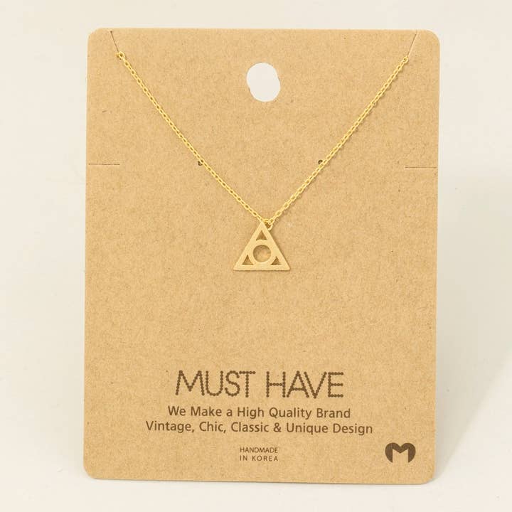 OURO Colar com Pendente de Círculo e Triângulo para venda a revendedores na Faire1