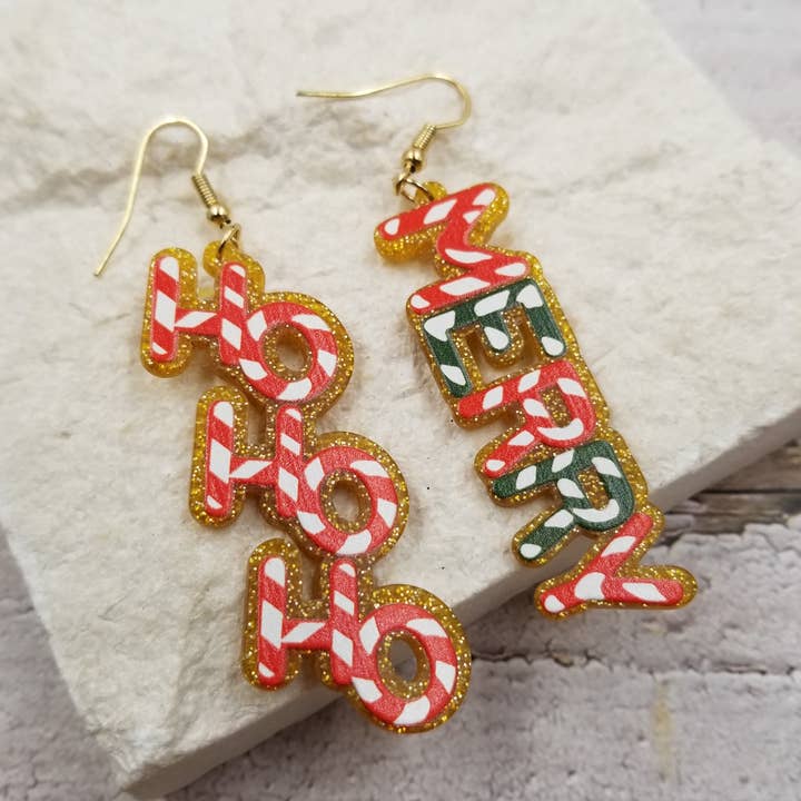 Confotti HOHOHO MERRY Christmas Earrings for wholesale by Treasure Wholesale