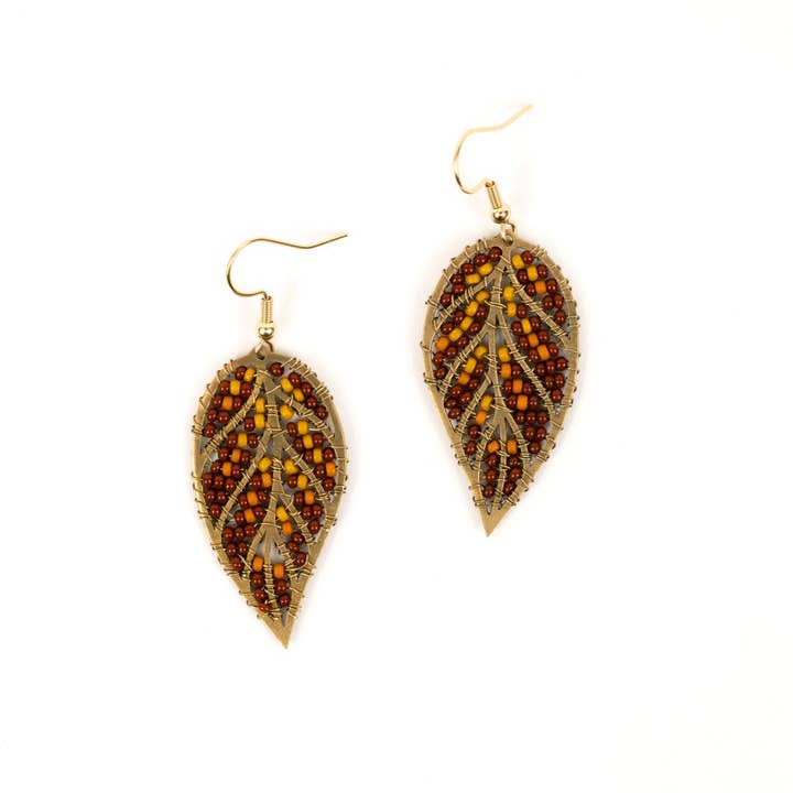 Altiplano - Vente Boucles d'oreilles pendantes - Boucles d’oreilles feuilles perlées1