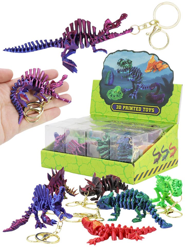 Dinosaur Fossil 3d Print Articulated Key Chain for wholesale by Cap Zone