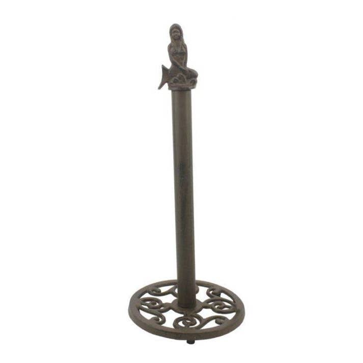 Cast Iron Mermaid Extra Toilet Paper Stand 16" for wholesale by Hampton Nautical
