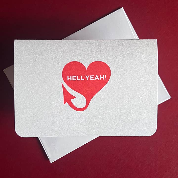 Oh Oui ! carte de Saint-Valentin imprimée en typographie pour la vente par 12 Acre Studio
