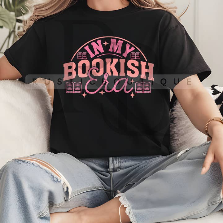 Bookish T-Shirt Pink Book In My Bookish Era Tee for wholesale by RusticPrintStudio
