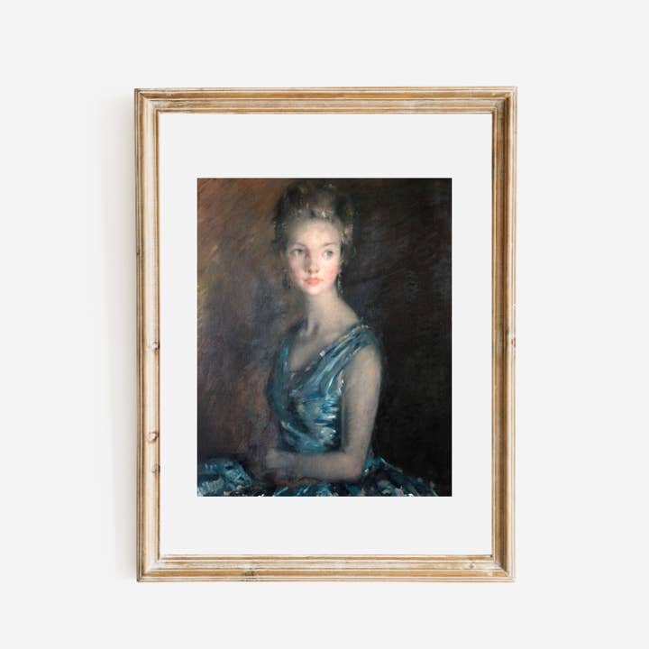 Sea to Skye - Wholesale Art Print - Portrait of a Lady in Blue Antique Art Print