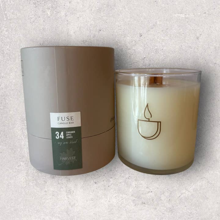 Fuse Candle Studio - Wholesale Jar/Filled Candle - Harvest Apple Scent – 9 oz Soy Blend Candle | Wood Wick0