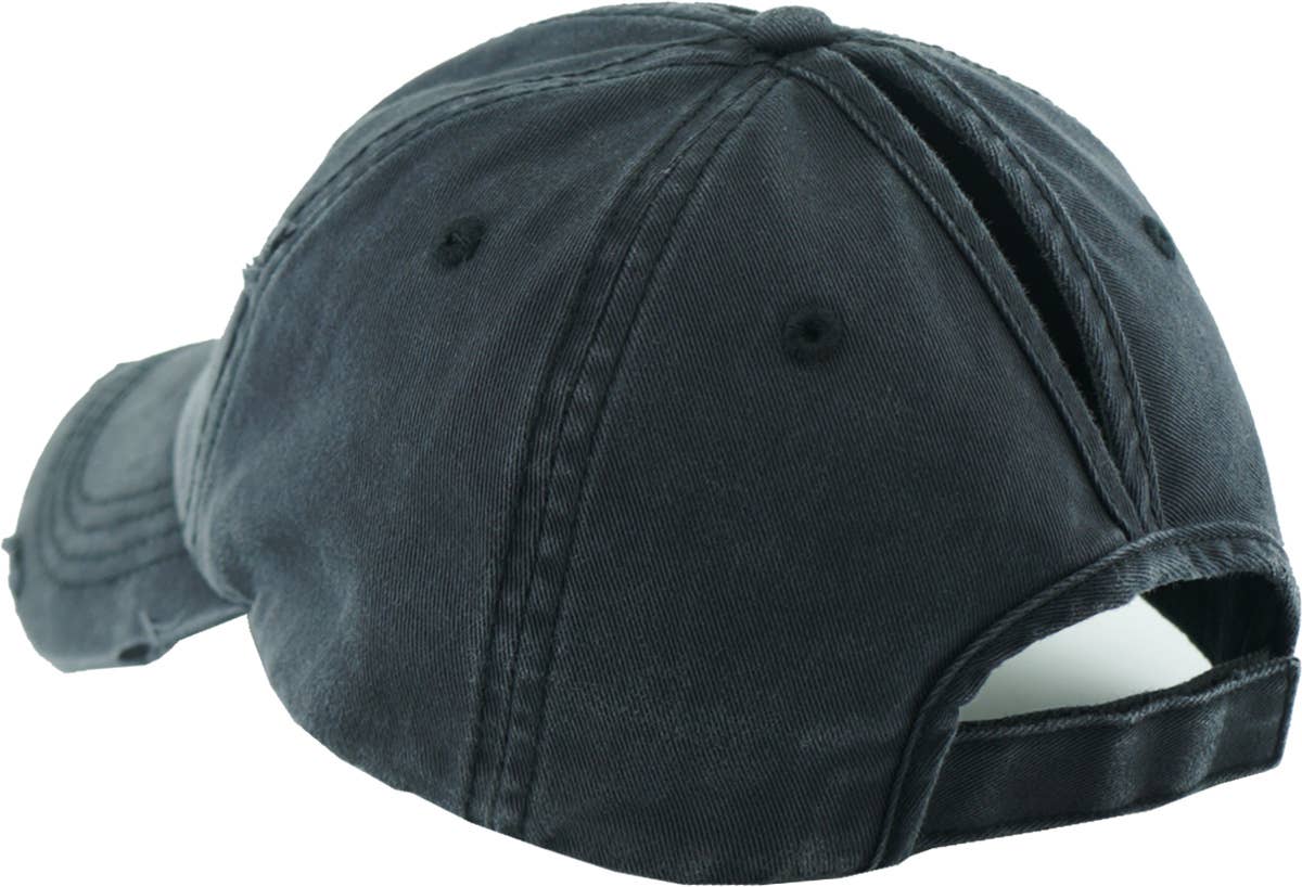 KBETHOS - Wholesale Ponytail Cap - Women's - Ponytail Washed Distressed Cotton Cap5