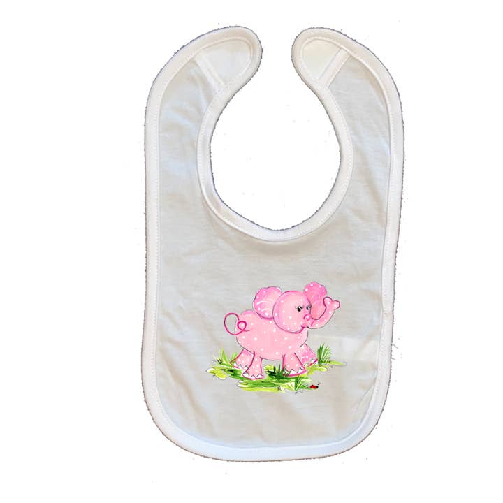 Bavoir en coton pour bébé 227 Pink Elephant pour la vente par Designs By Beverly, LLC