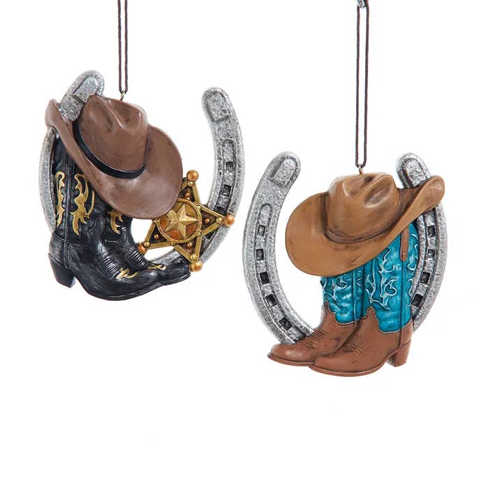 Kurt S. Adler, Inc. - Wholesale Ornament - 4" Resin Western Horseshoe+Boot Ornament 2 Assorted0